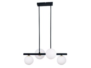 Miniaturka 5 - Lampa wisząca Omidano czarno-złota z czterema białymi kloszami