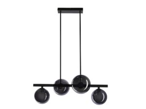 Miniaturka 5 - Lampa wisząca Omidano z czarną belką oraz czterema grafitowymi szklanymi kulami