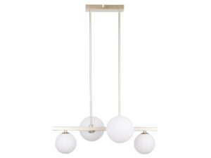 Miniaturka 4 - Lampa wisząca Omidano mosiężna z czterema białymi kulistymi kloszami