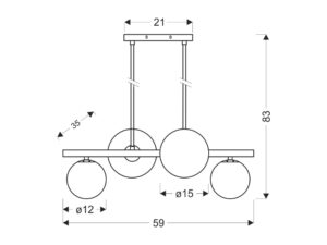 Miniaturka 4 - Lampa wisząca Omidano na rysunku wymiarowym