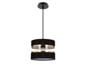 Miniaturka 3 - Lampa wisząca Omirona z czarno-złotym cylindrycznym abażurem