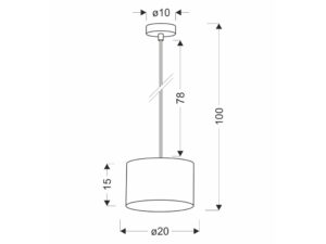 Miniaturka 2 - Rysunek wymiarowy lampy Omirona, abażur 20 cm i wysokość 100 cm