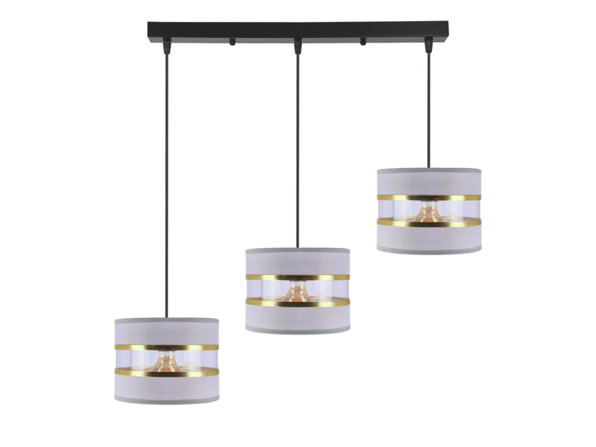 Lampa wisząca Omirona 3-punktowa 75 cm szaro-złota