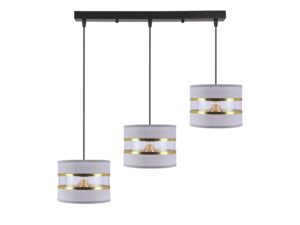 Miniaturka 2 - Lampa wisząca Omirona 3-punktowa listwa z szaro-złotymi abażurami