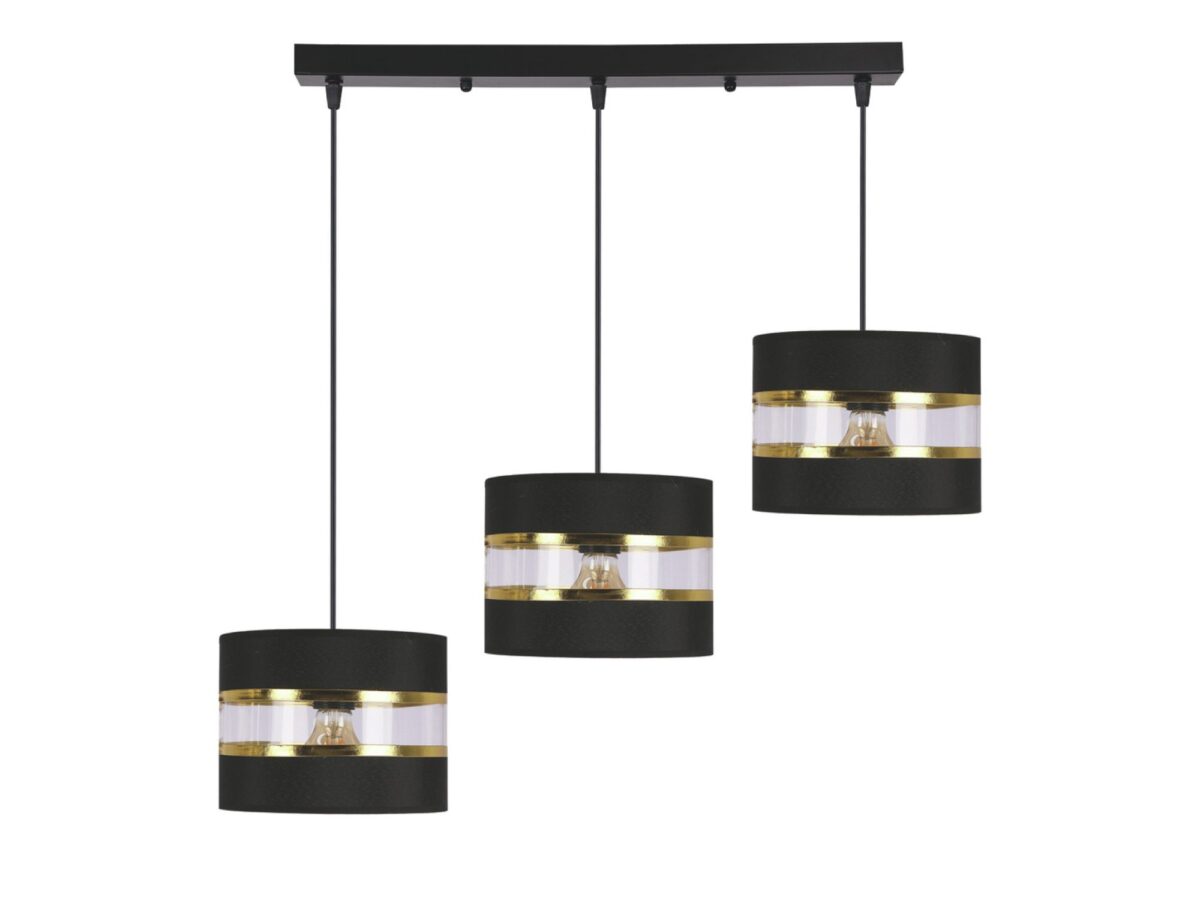 Lampa wisząca Omirona 3-punktowa czarno-złota na listwie