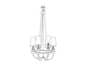 Miniaturka 1 - Rysunek konstrukcyjny lampy Omosira z sześcioma ramionami