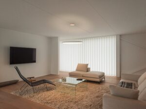 Miniaturka 5 - Okrągła biała lampa wisząca ONE DALI w salonie