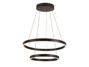 Miniaturka 11 - Czarna lampa wisząca One Double LED – dwa świetlne pierścienie z pełną rozetą