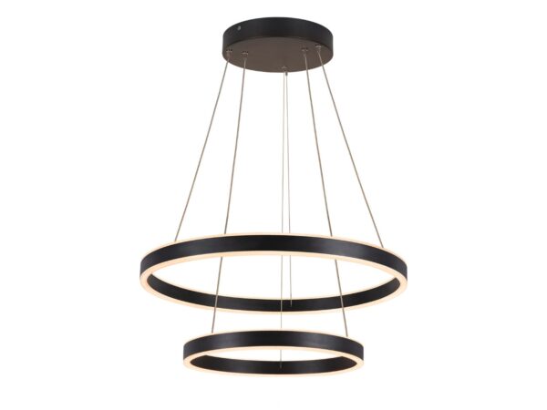 Czarna lampa wisząca One Double LED – dwa świetlne pierścienie z pełną rozetą