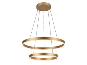 Miniaturka 2 - Mosiężna lampa wisząca One Double LED z dwoma pierścieniami i rozetą