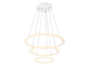 Miniaturka 1 - Biała lampa wisząca One Flat Triple z trzema płaskimi pierścieniami LED na białym tle