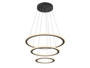Miniaturka 11 - Czarna lampa wisząca One Flat Triple z trzema płaskimi pierścieniami LED na białym tle