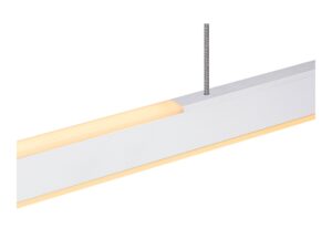 Miniaturka 1 - Biała lampa wisząca One Linear 140, podłużna oprawa LED na białym tle