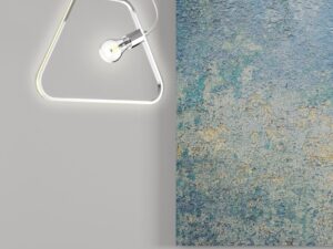 Miniaturka 3 - Lampa Oramano chromowana LED w aranżacji z niebieskim obrazem
