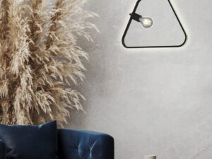 Miniaturka 2 - Lampa Oramano czarna w aranżacji salonu z trójkątnym światłem LED