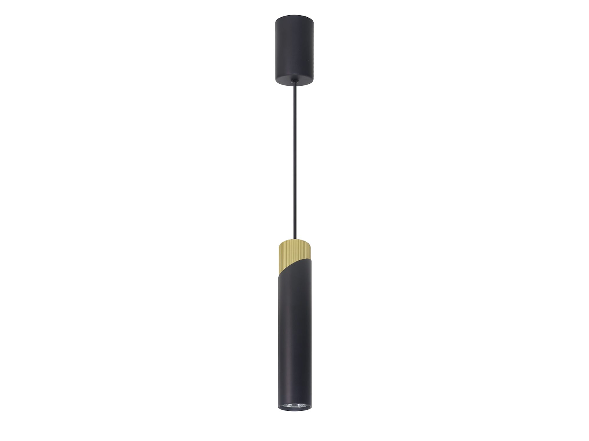 Lampa wisząca Oratela czarno-złota na białym tle