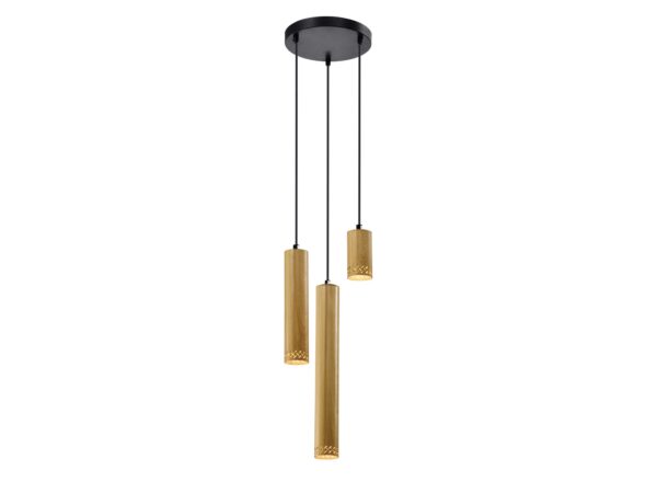 Lampa wisząca Oretia czarna z trzema stalowymi kloszami w mieszanym wykończeniu