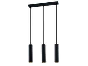 Miniaturka 2 - Czarna lampa wisząca Oretia z trzema stalowymi kloszami