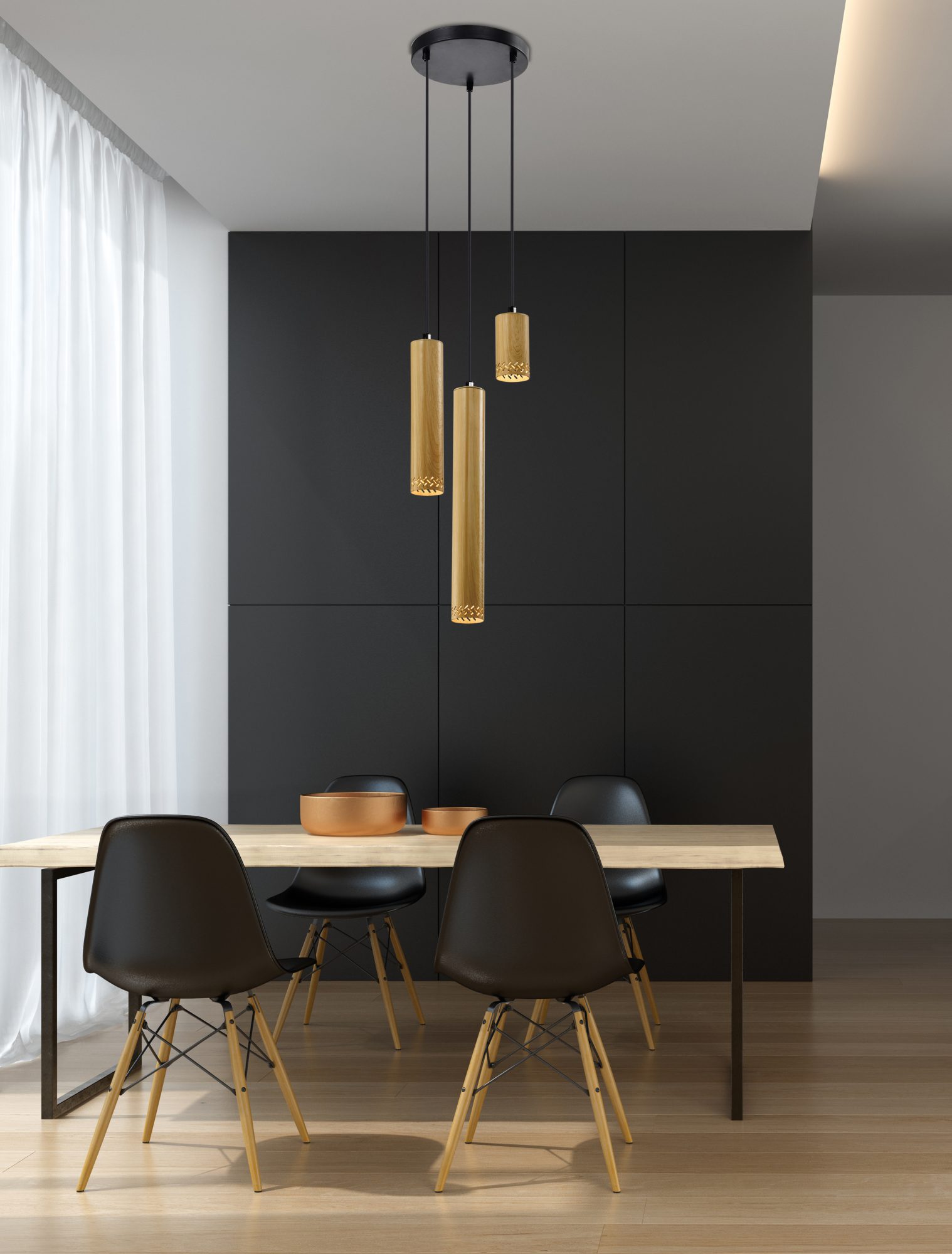 Lampa Oretia z mieszanymi kloszami w aranżacji wnętrza