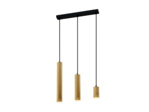 Miniaturka 1 - Lampa wisząca Oretia – mieszane wykończenie kloszy imitujące drewno