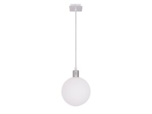 Miniaturka 3 - Lampa wisząca Orevina z pojedynczym białym szklanym kloszem i chromowanym zawieszeniem