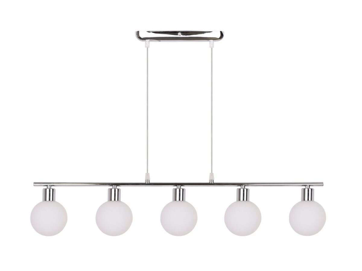 Lampa wisząca Orevina 5-punktowa chrom z białymi kloszami
