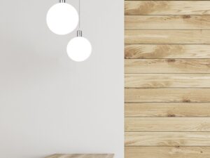 Miniaturka 1 - Lampa wisząca Orevina z białym kulistym kloszem w aranżacji wnętrza