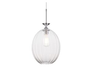 Miniaturka 6 - Lampa wisząca Oria w kolorze chrom z pojedynczym szklanym kloszem na białym tle