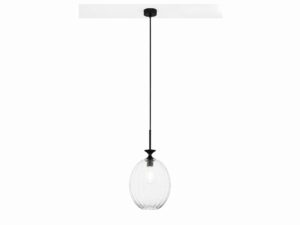 Miniaturka 1 - Czarna lampa wisząca Oria ze szklanym kloszem na białym tle