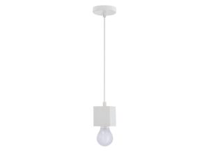 Miniaturka 3 - Biała lampa wisząca Oridela z drewnianą kostką E27