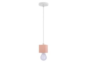 Miniaturka 3 - Lampa wisząca Oridela z różową kostką i białym zawieszeniem