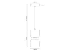 Miniaturka 4 - Wymiary lampy Orilano 1 GX53, regulowana wysokość 30 do 100 cm