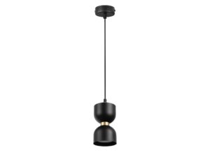 Miniaturka 5 - Jednopunktowa lampa wisząca Orilano czarna ze złotym pierścieniem na białym tle