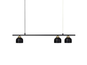 Miniaturka 1 - Czarna lampa Orilano z trzema kloszami na metalowej belce widok ukośny