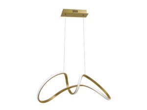 Miniaturka 1 - Złota lampa wisząca Orinira 48 W LED w całości z podsufitką i falistym profilem na białym tle