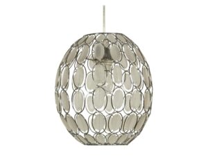 Miniaturka 2 - Biała lampa wisząca Oritena z kulistym metalowym kloszem i jasnymi owalnymi kryształkami