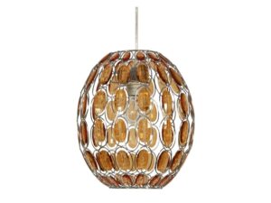 Miniaturka 1 - Lampa wisząca Oritena z kulistym metalowym kloszem i pomarańczowymi owalnymi kryształkami