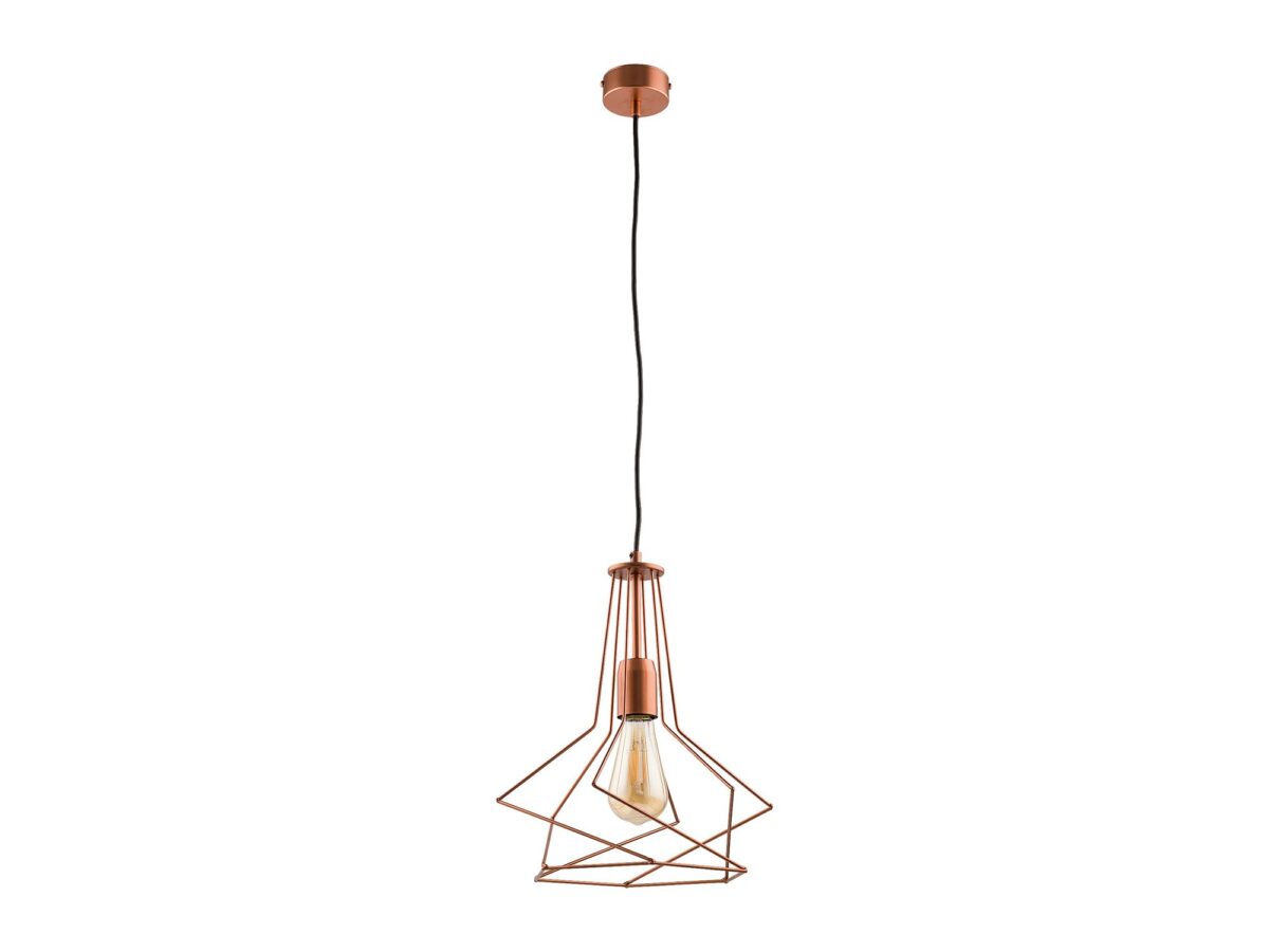 Lampa wisząca Oro z drucianym kloszem – miedź