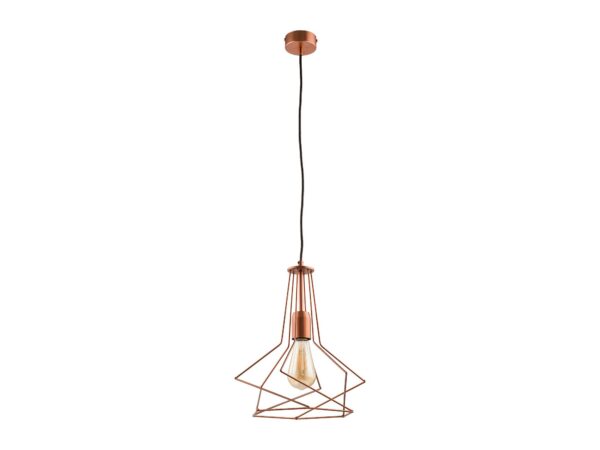 Lampa wisząca Oro z miedzianym geometrycznym drucianym kloszem