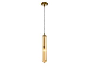 Miniaturka 1 - Złota lampa wisząca Orosena z pojedynczym szklanym cylindrem na białym tle