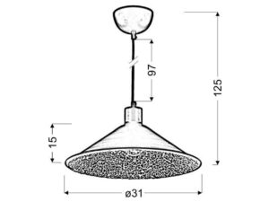 Miniaturka 1 - Lampa wisząca Orotia rysunek wymiarowy średnica 31 cm wysokość 125 cm