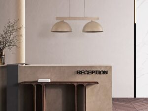 Miniaturka 3 - Dwupunktowa lampa wisząca Oslo w piaskowym beżu w aranżacji wnętrza
