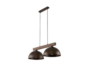 Miniaturka 4 - Lampa wisząca Oslo 2-punktowa w kolorze brązowym z drewnianymi detalami