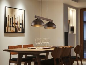Miniaturka 2 - Brązowa dwupunktowa lampa wisząca Oslo w aranżacji pomieszczenia
