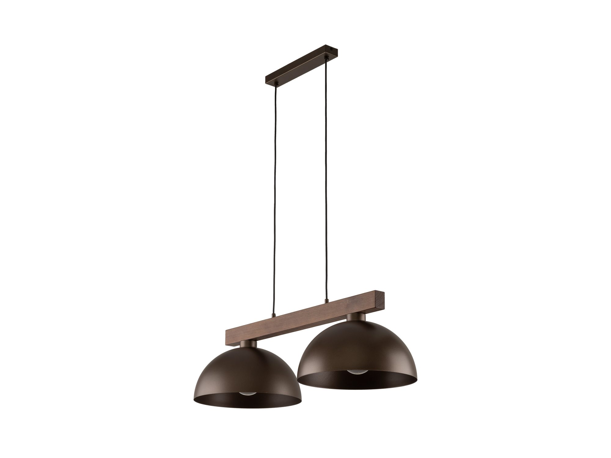 Lampa wisząca Oslo 2-punktowa w kolorze brązowym z drewnianymi detalami