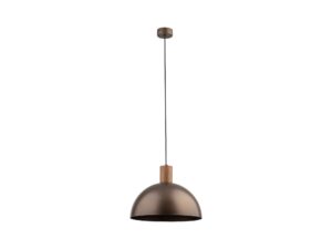 Miniaturka 4 - Lampa wisząca Oslo w brązowym kolorze z metalowym kloszem i elementem w odcieniu orzecha