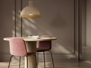 Miniaturka 3 - Lampa wisząca Oslo z piaskowym kloszem przedstawiona we wnętrzu