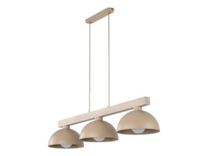 Miniaturka 1 - Lampa wisząca Oslo w piaskowym beżu z trzema kloszami na jasnej belce