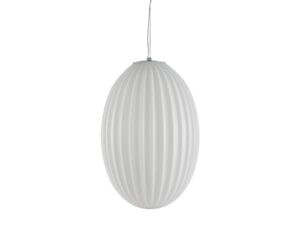 Miniaturka 1 - Biały żebrowany szklany klosz lampy wiszącej – zbliżenie