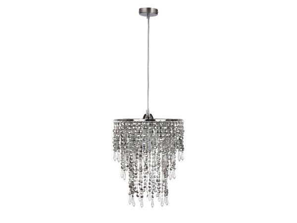 Chromowana lampa wisząca Palamona z akrylowymi koralikami 22,5 cm